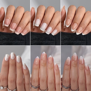 Uñas Postizas Artificiales Personalizadas de Alta Calidad, Cortas, Almendradas, Cuadradas, de Gel Suave, con Punta Francesa, Venta al Por Mayor - Product Image 3