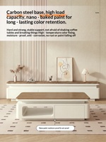 Meuble TV sur pied en bois massif style crème avec grand rangement, ensemble de meubles de salon créatifs haut de gamme et ensemble de tables basses