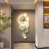 Peinture LED moderne 3D à neuf poissons Impression numérique Peinture décorative d'art mural de salon avec horloge Peinture lumineuse