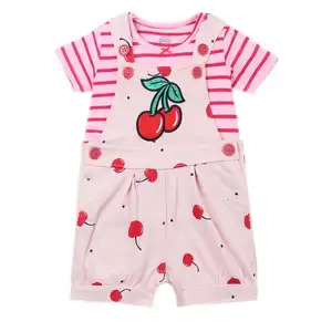 Summer Baby Fashion Clothes Fancy Printed Children Clothing Sets Cute Animal Embroidered Baby Overalls Set