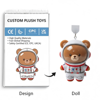 Porte-clés en peluche ours astronaute personnalisé, certifié CE CPC, fabricant de jouets en peluche spatiaux, ours pilote personnalisé