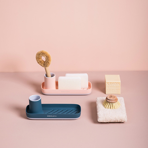 Pinmo Multi Color Plastic Kitchen Storage Dry Rack for Dish Soap Sink Caddy Corner Organizer