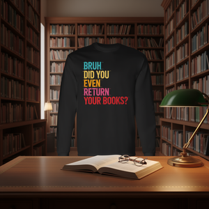 Camiseta de manga larga Library Reminder, unisex, cuello redondo, estampado digital para amantes de los libros, ajuste informal y cómodo - Product Image 3