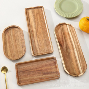 Cross-border acacia wood <b>trays</b>, fruit <b>trays</b>, tableware <b>trays</b>, steak and pizza food plates, <b>dinner</b> plates, oval teacup <b>trays</b> - Product Image 5