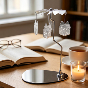 Neu Eingetroffener Rotierender Kerzenhalter Kreatives Geschenk Handgefertigter Teelichthalter mit Edelstahl-Tablett - Product Image 5