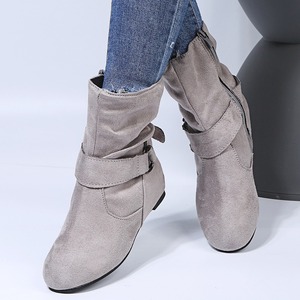 Botas de caballero de tacón plano de caña corta con parte superior de ante estilo europeo americano, superventas transfronterizas para invierno, talla grande para <span class=keywords><strong>mujer</strong></span> - Product Image 4