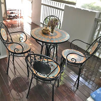 Ensemble table et chaises de balcon moderne en alliage d'aluminium mosaïque européenne pour les loisirs en plein air de l'hôtel