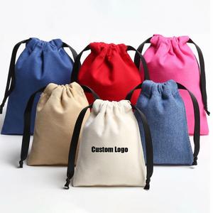 Sac en toile à cordon de serrage en coton et lin, motif lettres, format mini, personnalisé, double cordon, pour bijoux, vente en gros - Product Image 1
