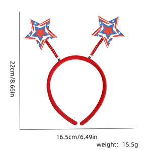 DAMAI 4th of July Headband Independence Day Hair Accessory Patriotic Party Hair Supplies American Flag Heart Blue <b>Red</b> Hair Hoop - Product Image 5
