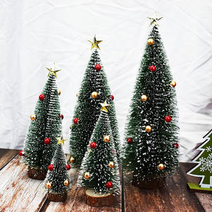 Mini arbre artificiel, petit sapin de Noël en brosse à bouteille avec boules colorées, guirlande de Noël miniature de bureau - Product Image 1