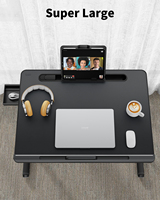 Table de lit pour ordinateur portable, réglable, bureau de lit pour ordinateur portable, extra large, super stable, support pliable pour ordinateur portable