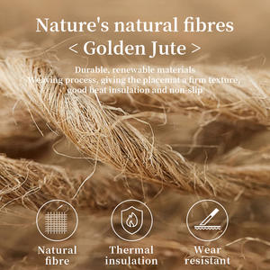 แผ่นรองจานทรงกลมสไตล์บ้านไร่ ทำจากปอกระเจา ขอบพู่ห้อย ซักล้างได้ สำหรับห้องรับประทานอาหาร - Product Image 5