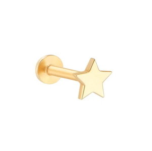 Venta al por mayor 14K oro sólido piercing joyería Sun Moon Star Lightning internamente roscado Labret Stud cartílago 14K oro sólido muelle - Product Image 4