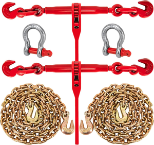 Chaîne de remorquage G70 3/8 pouces en acier galvanisé jaune robuste de qualité 80 avec maillons de soudure 001 001 001 et sangle d'arrimage - Product Image 1