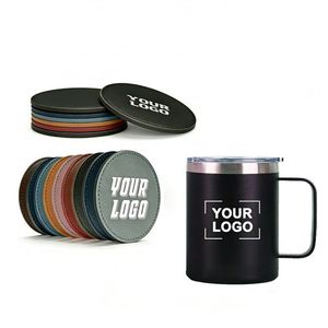 Sous-verres en cuir PU en gros avec logo gravé au laser personnalisé pour les cadeaux promotionnels d'entreprise, les restaurants, les hôtels, les événements - Product Image 1