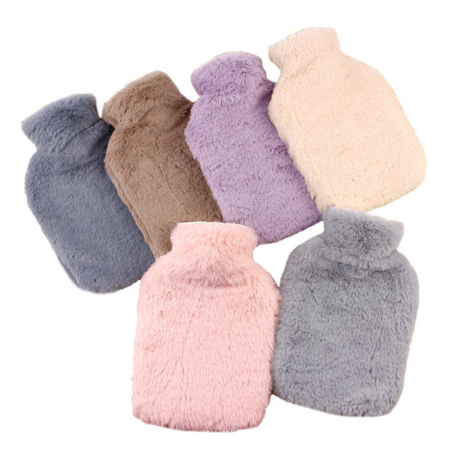 J068 PVC Hot Water Bag Soft Cozy Cover Winter Warm Heat Reusable 1000/2000ML Warmer Hot Water Bottle With Plush Cover