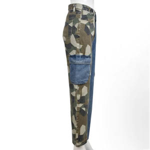 Abbigliamento da donna in stile Camouflage e Patchwork Jeans Slim Fit Multi-Pocket pantaloni Cargo donna Jeans di alta qualità Mujer - Product Image 5