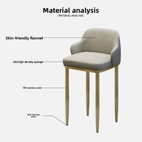 Tabouret de bar moderne en acier inoxydable avec dossier, non rotatif et non pliable, pour bijouteries, opticiens, banquette de caisse