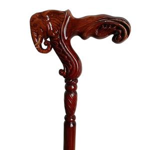 Canne de marche en bois sculptée en forme de tête d'éléphant Fiage, 90-95 cm, pour homme - Product Image 1