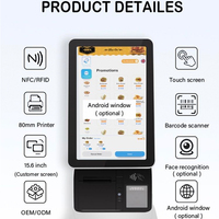 15.6 pouces auto-kiosque mini imprimante thermique caisse enregistreuse automatique avec moniteur tactile Laser QR Code Scanner Machine de paiement