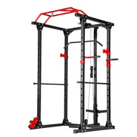 Rack à Squats et Crossover à Câbles en Acier 50x50mm, Réglable sur 12 Niveaux, Double Poulie, Rangement de Poids, Cage de Musculation pour Salle de Sport à Domicile, Unisexe