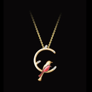 [ExpoJoyería Internacional de Hong Kong] Collar con Colgante de Pareja Romántica Dorada e Inseparable con Circonita Cúbica y Esmalte - Product Image 3