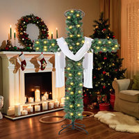 Sapin de Noël artificiel pliable de 1,5 m pré-éclairé avec 100 lumières LED blanc chaud, utilisation intérieure, portable, haute qualité