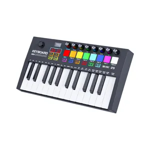 Midi合成器音乐钢琴便携式音频25键USB电子风琴MIDI键盘控制器彩色控制器键盘