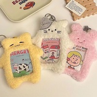 Porte-clés porte-carte photo Kpop coréen 3 pouces, mignon, en peluche (lapin, chat), pour cartes d'identité d'idols, porte-cartes animaux en peluche, porte-badges