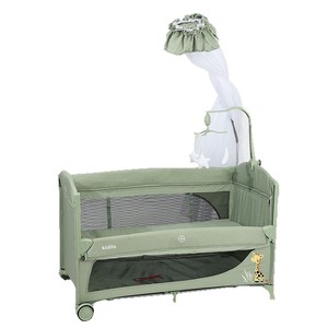 Lit bébé pliable multifonctionnel portable avec table à langer, design 2-en-1 pour jouer et dormir, adapté aux nouveau-nés jusqu'à 3 ans - Product Image 1