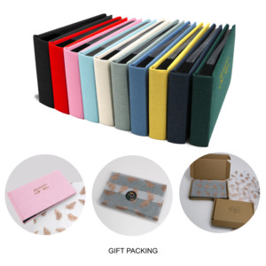 Hot bán đa màu bìa cứng mini xách tay cuốn sách ràng buộc vàng dập 4*6 50 da lộn <span class=keywords><strong>Velour</strong></span> Linen Album ảnh - Product Image 3