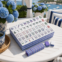 Set Mahjong Akrilik Empat Lapis Motif Merak Ungu Mewah dan Portabel - Set Hiburan Tahan Lama & Ramah Lingkungan