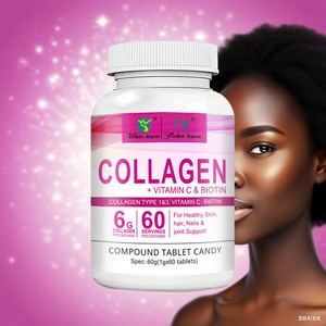 Venta caliente comida Multi vitamina C biotina pastillas antienvejecimiento tabletas de colágeno Natural tableta de colágeno marino caramelo blanqueamiento de la piel - Product Image 1
