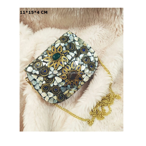 Bolso de mensajero con marco de Metal para mujer de diseñador bohemio indio, bolso de mano para fiesta de compras de noche hecho a mano, moda de estilo bohemio - Product Image 6