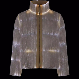 Doudoune lumineuse, fibre optique changeante de couleur, style couple, épaisse, courte, duvet de canard, chaude, hiver, nouveau col montant - Product Image 3