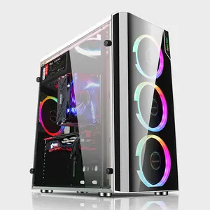 Branco M-ATX atx itx painel de vidro lateral rgb computador caso & toalhas