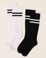 Chaussettes de compression personnalisées pour la maternité, à rayures, en tricot côtelé doux, offrant un soutien délicat pour les jambes enflées pendant la grossesse, à porter au quotidien