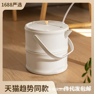 Poubelle à thé en plastique cylindrique avec couvercle, réutilisable, séparation sec/humide, poubelle de table à thé, design minimaliste, usage domestique - Product Image 4