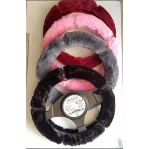 Housse de volant en fausse fourrure noire 37-39 cm, pour voiture, hiver, chaud - Product Image 1
