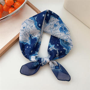 Mode coloré fleur imprimé <span class=keywords><strong>court</strong></span> petit carré écharpe 55*55cm doux coton sensation chanvre cou cravate tête carrée <span class=keywords><strong>cheveux</strong></span> Bandanas - Product Image 5