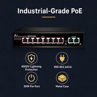 Commutateur PoE actif BAITIAN 8 ports 10/100 Mbps, Ethernet QoS, boîtier métallique, portée extensible 250 m pour caméras IP, alimentation AP