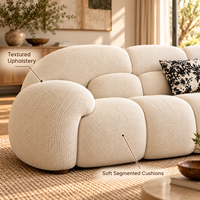 Canapé moderne en tissu bouclé avec accoudoirs arrondis, design capitonné, taille et couleur personnalisables, usine de meubles chinoise