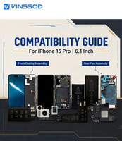 Écran LCD de remplacement d'origine pour iPhone 15 Pro pour réparation de téléphone avec adaptateur et garantie d'un an