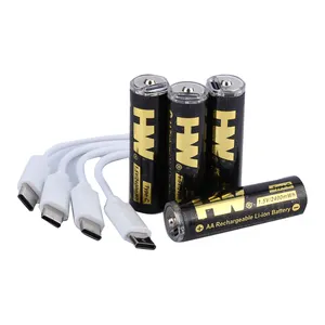 Tiger Head Battery 2400mWh Li-ion AA Battery USB Type C Rechargeable Lithium USB Battery