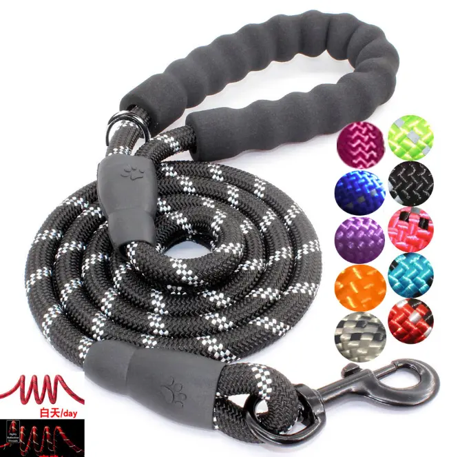 Amazon Hot Selling Reflective Nylon Rope Dog Traction Rope Braided Climbing Rope Dog Lead Dog Leash