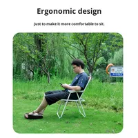 Chaise de camping pliable d'extérieur en gros, chaise de plage de loisirs, chaise de pêche, cadre en acier tubulaire en fer, accoudoirs en polyester, dossier de chaise