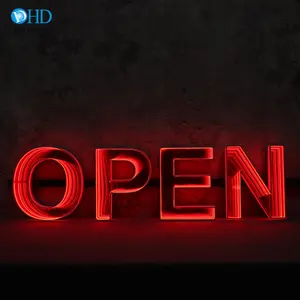 Suministro de fábrica bar somke Store abrir cerrar neón acrílico abierto signo infinito espejo abierto signo para al aire libre LED abierto signo