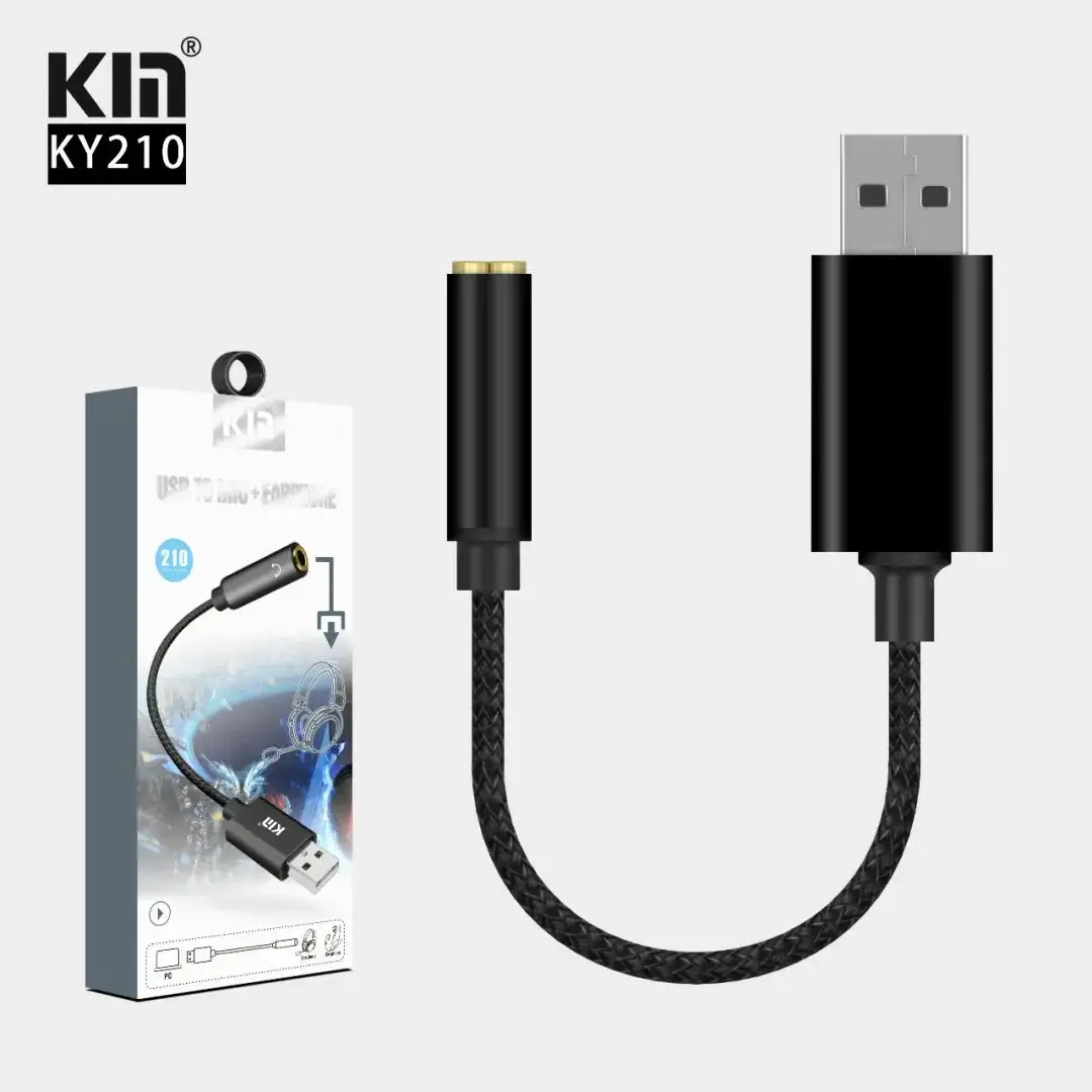KM Audio USB zu 3,5 mm externe Soundkarte Computer Laptop universell Musik und anruf 2-in-1 Treiber plug-and-play Metallband Mikrofon