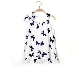 Venta al por Mayor en Línea de Ropa Infantil, Vestido Corto sin Mangas Vintage con Estampado de Mariposas para Niñas, de China - Product Image 1