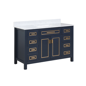 Meuble-lavabo moderne haut de gamme autoportant de 48 pouces avec vasque en céramique et caractéristiques résistantes à l'eau - Product Image 2